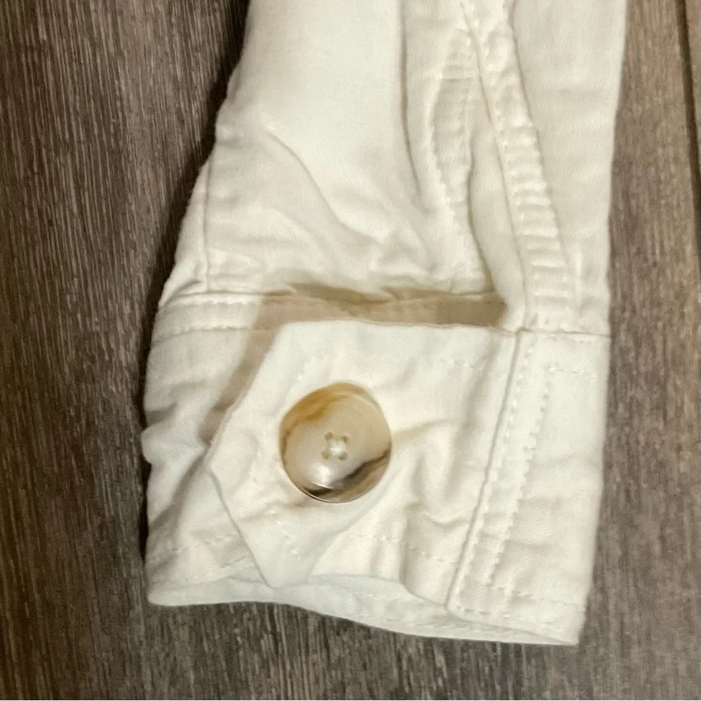 LOFT Cream Shirt Jacket with Button Details, Size Medium